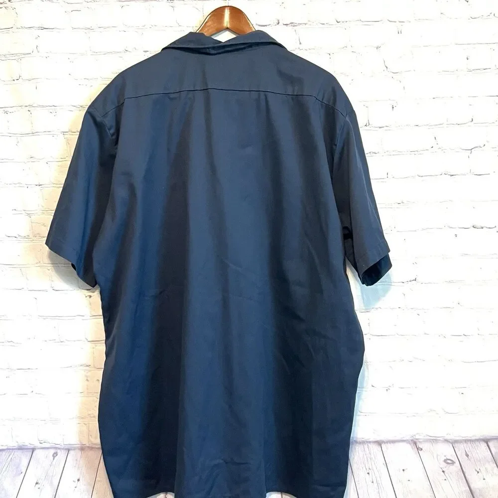 Vintage Dickies Shirt Men 2XL Blue Work Mechanic Button 90s USA